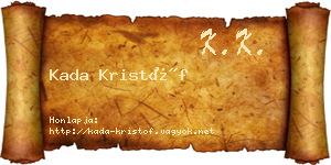Kada Kristóf névjegykártya